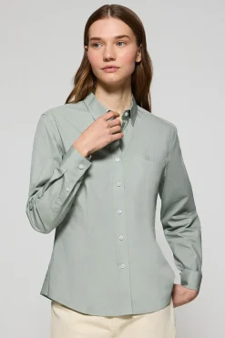 Camisa verde jade Slim fit de popelín con logo