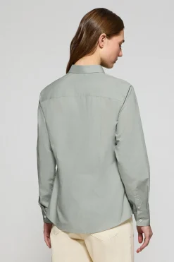 Camisa verde jade Slim fit de popelín con logo