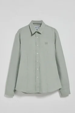 Camisa verde jade Slim fit de popelín con logo