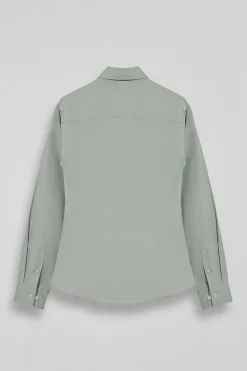 Camisa verde jade Slim fit de popelín con logo