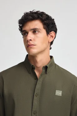 Camisa verde oliva de corte regular cuello con botones y logo Polo Club