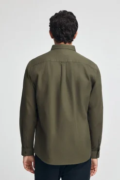Camisa verde oliva de corte regular cuello con botones y logo Polo Club