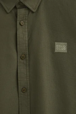 Camisa verde oliva de corte regular cuello con botones y logo Polo Club