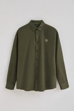 Camisa verde oliva de corte regular cuello con botones y logo Polo Club