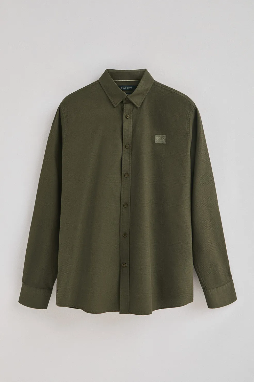 Camisa verde oliva de corte regular cuello con botones y logo Polo Club