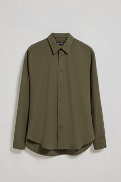 Camisa verde oscuro de popelín garment dye con bordado Rigby Go