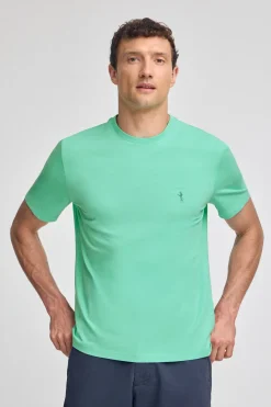 Camiseta aguamarina básica de cuello redondo y bordado Rigby Best