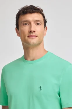 Camiseta aguamarina básica de cuello redondo y bordado Rigby Best