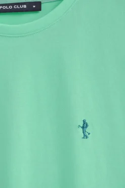 Camiseta aguamarina básica de cuello redondo y bordado Rigby Best
