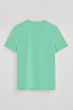 Camiseta aguamarina básica de cuello redondo y bordado Rigby Best