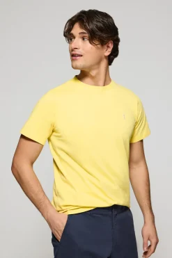 Camiseta amarilla con cuello redondo y bordado Rigby Go