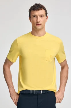 Camiseta amarilla de manga corta con bolsillo y bordado Rigby Best