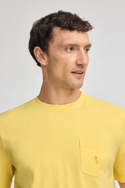Camiseta amarilla de manga corta con bolsillo y bordado Rigby Best