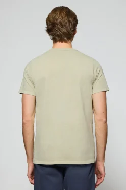 Camiseta Apolo garment dyed color piedra con logo Polo Club aterciopelado