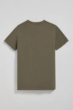 Camiseta Apolo garment dyed verde militar con logo Polo Club aterciopelado