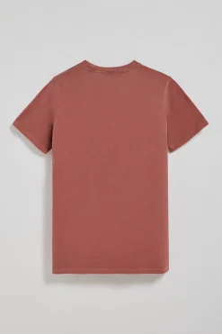 Camiseta Apolo garment dyed roja con logo Polo Club aterciopelado