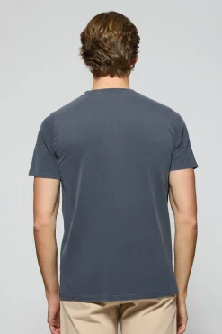 Camiseta Apolo garment dyed azul marino con logo Polo Club aterciopelado