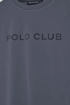 Camiseta Apolo garment dyed azul marino con logo Polo Club aterciopelado