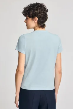 Camiseta azul claro de cuello redondo con bordado Rigby Go