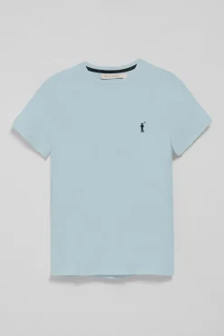 Camiseta azul claro de cuello redondo con bordado Rigby Go