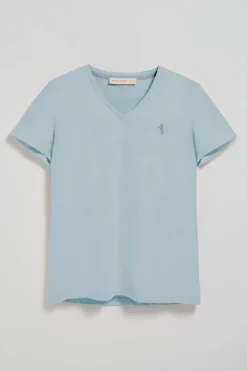 Camiseta azul claro de escote en pico y bordado Rigby Best