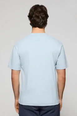 Camiseta azul claro de manga corta y cuello redondo con logotipo Polo Club