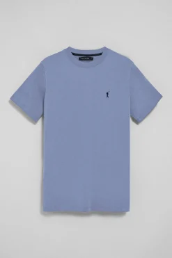 Camiseta azul con cuello redondo y bordado Rigby Go