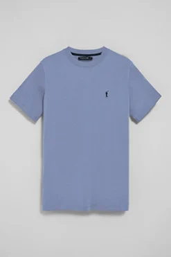 Camiseta azul con cuello redondo y bordado Rigby Go