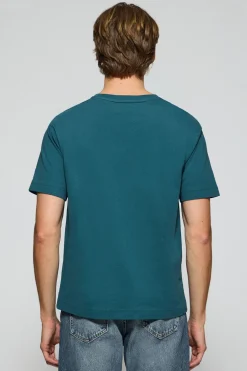 Camiseta azul de manga corta y cuello redondo con logotipo Polo Club