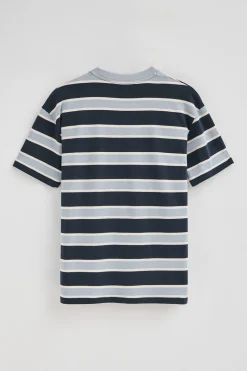 Camiseta azul de rayas con logo engomado Polo Club