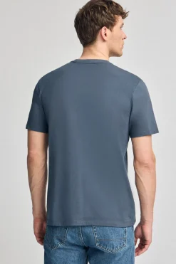 Camiseta azul denim básica de cuello redondo y bordado Rigby Best