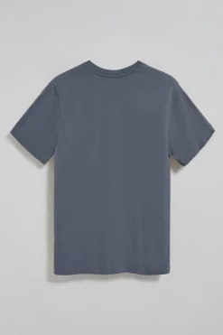 Camiseta azul denim con cuello de pico y logo bordado Rigby Go