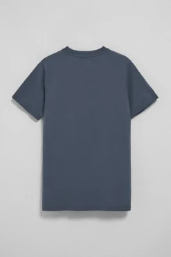 Camiseta azul denim con cuello redondo y bordado Rigby Go