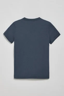Camiseta azul denim de cuello redondo con bordado Rigby Go