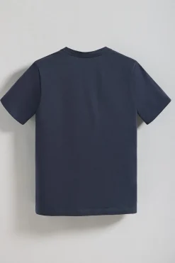 Camiseta azul marino de cuello de pico y manga corta con bordado Rigby Go