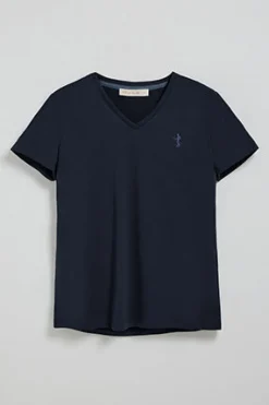 Camiseta azul marino de escote en pico y bordado Rigby Best