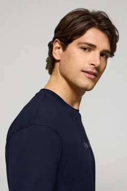Camiseta azul marino de manga corta y cuello redondo con logotipo Polo Club