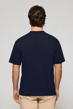 Camiseta azul marino de manga corta y cuello redondo con logotipo Polo Club