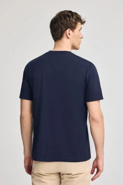 Camiseta azul marino de manga corta y cuello de pico con bordado Rigby Best