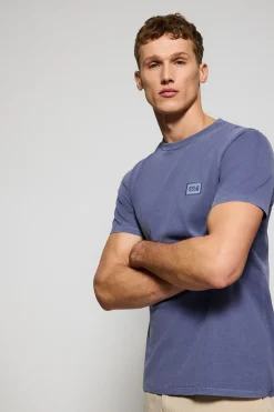 Camiseta azul océano garment dye con logo engomado Polo Club