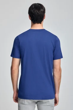 Camiseta azul royal con cuello redondo y bordado Rigby Go