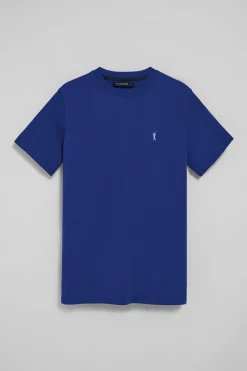 Camiseta azul royal con cuello redondo y bordado Rigby Go