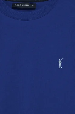 Camiseta azul royal con cuello redondo y bordado Rigby Go
