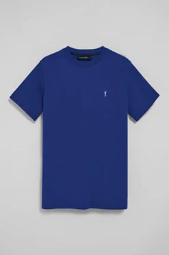 Camiseta azul royal con cuello redondo y bordado Rigby Go