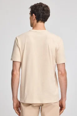 Camiseta beige básica de cuello redondo y bordado Rigby Best