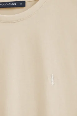 Camiseta beige básica de cuello redondo y bordado Rigby Best