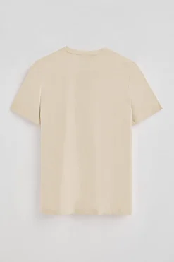 Camiseta beige básica de cuello redondo y bordado Rigby Best