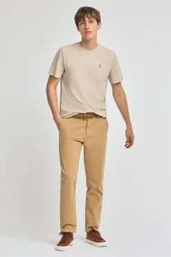 Camiseta beige de algodón flamé y bordado Rigby Go