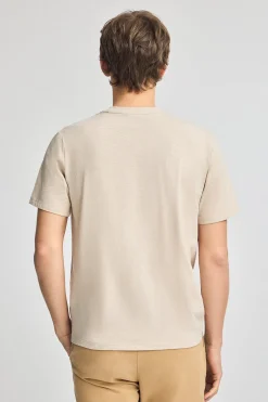 Camiseta beige de algodón flamé y bordado Rigby Go