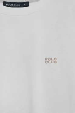 Camiseta blanca básica de cuello redondo con detalle bordado